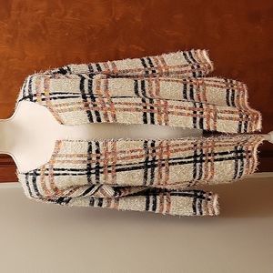 TCEC Colorful Plaid Long Eyelash Sweater Cardigan in size M